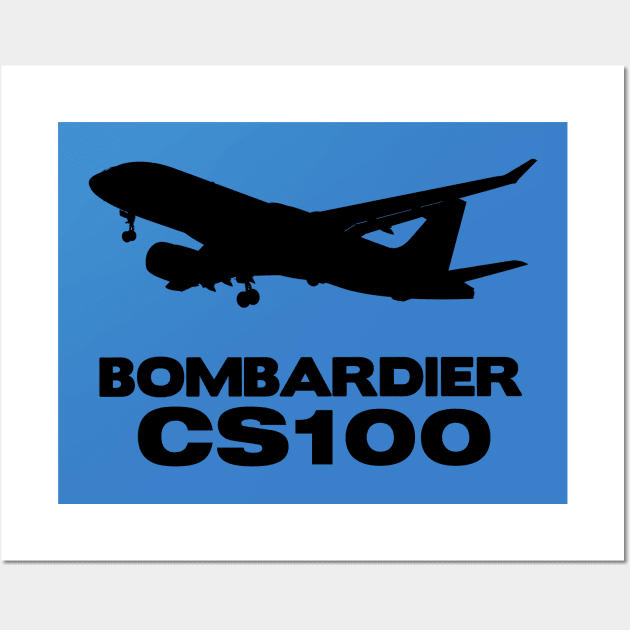 Bombardier CS100 Silhouette Print (Black) Wall Art by TheArtofFlying